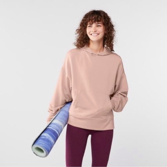 Athleta Balance Hoodie Sweatshirt Mocha Latte Muted Rose Size M Women’s - Picture 1 of 10